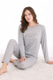 31503-26 Women's Long Sleeve Pajama Set Letter Printed Patterned Trousers Comfortable Home Wear - 3