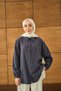 Women's Belted Waist Tie Shirt Navy Blue - 5