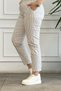 Double Leg Striped Trousers with Elastic Waist