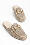 Mink Straw Stone Buckle Summer Women's Loafer Slippers