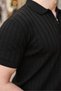 Black Polo Collar Slim Fit Knitwear Men's T-Shirt E7465 - 3