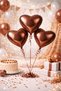 Set of 3 Brown (Bronze) Heart Foil Balloons (18 Inch / 45 cm)