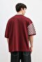 Polo Collar Printed Oversize T-Shirt Claret Red - 6