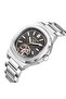 Automatic Mechanism Men's Wristwatch |   42mm Steel Case, Silver Steel Band, Black Dial - 5