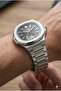 Automatic Mechanism Men's Wristwatch |   42mm Steel Case, Silver Steel Band, Black Dial - 4