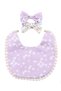- Isabella Ribbon Headband and Reversible Baby Bib For Babies - Floral Lavander - 3