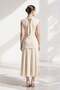 Cream-colored dress with collar, sleeve, and skirt details - 4