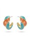 Vintage Women's Earrings Brass Women's Earrings Gold Detailed Blue Yavruağzı Twist Model Earrings - 4