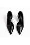 Women's Black Patent Leather Stiletto Thin Heeled Pointed Toe Stylish Classic Shoes - 2