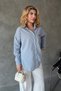 Women's Blue Striped Oversize Shirt with Embroidery Detail – Los Angeles Written - 3