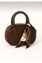 Dark Brown Mini Hand&Shoulder Bag with Scarf Detail (Scarf Color May Vary)