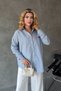 Women's Blue Striped Oversize Shirt with Embroidery Detail – Los Angeles Written - 2