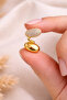 Stone Detailed S Shape Cartilage Earring with One Side Pin and One Side Snap, Gold Color Bijouterie Earring - 4