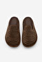 Women's Genuine Leather Perforated Geometric Patterned Sabo Daily Slippers Yofin Brown Suede - 7