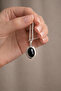 Black Stone Oval Form Frame Silver Color Necklace Stylish and Modern Design - 3