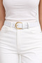 Women's White Modern Belt – Shiny Gold Buckle - 2