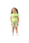 Girl's Neon Green Tropical Printed Tie-Detail T-Shirt and Shorts Set - 3