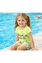 Girl's Neon Green Tropical Printed Tie-Detail T-Shirt and Shorts Set - 4
