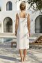 White Strappy Buttoned Pocketless Metal Ring Casual Muslin Woven Dress 102 55 - 6