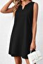 Women's Strappy V-Neck Mini Imported Crepe Dress - 4