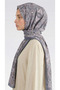 Lara Motif Patterned Cotton Shawl - Gray / Ecru - 5