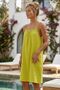 Yellow Strap Casual Muslin Woven Dress with Hidden Pockets and Adjustable Straps 105 55
