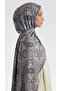Lara Motif Patterned Cotton Shawl - Gray / Ecru - 4