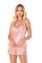 Women'S, Salmon, Satin Shorts Set - 2