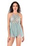 Women's aqua satin shorts set - 2