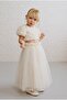 Girl's Cotton Ecru Rose Appliqué Blouse Skirt Set