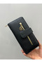 Black Soft Leather Women's Wallet Handbag with Gold Detail - 5