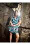 Bird and Leaf Patterned Buttoned Front Dress - 2