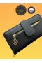 Black Soft Leather Women's Wallet Handbag with Gold Detail