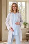 New Season Blue Striped Shawl Collar Summer Buttoned Design Short Sleeve Maternity Dressing Gown Pajama Set Set - 2