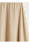 Beige A-Line Skirt with Elastic Waist - 4