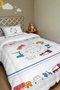 Cheerful Vehicles Crossing Patterned Single Duvet and Pillowcase