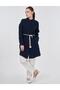 Wicker Rope Belt Detailed Cotton Tunic Dark Navy Blue - 2