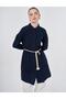 Wicker Rope Belt Detailed Cotton Tunic Dark Navy Blue