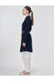 Wicker Rope Belt Detailed Cotton Tunic Dark Navy Blue - 4