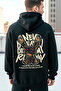 Unisex Black Oversize Back Printed 100% Cotton 3 Thread Premium Hooded Sweatshirt - 3
