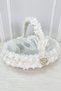 White Bridal Basket, Decorated with Velvet, Pearls, Shiny Stones and Flowers, Henna Engagement Wedding Promise Circumcision Ceremony