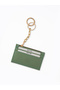 Mint Green Shk136 Faux Leather, Zippered, Five-Compartment Card Holder and Bag Charm