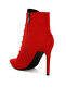 Women's Lace Up Stiletto Boots in Red - 3