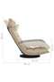 Scaun de podea pivotant, crem, material textil - 3