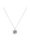 Non Tarnish Steel Purple Stone Flower Pendant Elegant Silver Color Women's Necklace - 2