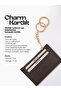 Coffee Color Shk136 Faux Leather, Zipper Closure, Five-Compartment Card Holder and Bag Charm - 2