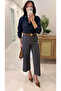 Prensla Anthracite Trousers with Stripes on the Front - 2