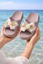 Women's Bow Detailed Teddy Bear Beach Slippers - Light Sole, Non-Slip, Daily Summer Beach Pool Slippers, Comfortable - 2