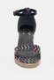 Varelle Adjustable Ankle Buckle and Front Strap Detail Straw Women's Heeled Shoes - Black - 3