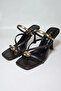 Dolia Gold Banded Flip-Flop Clog Heeled Slippers - Brown